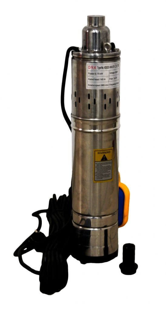 Pompă Submersibilă Inox DRK 4QGD 140   0.75 kW, 3 m³h, cu Plutitor Integrat (1)
