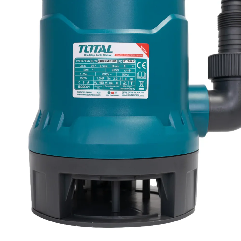 Pompa submersibila de apa murdara TOTAL TWP775016   750W, Absorbtie 7m, Debit 12960 lh, Protectie IPX8 (2)