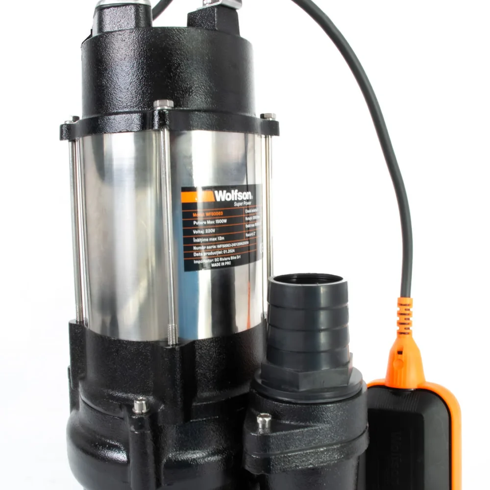 Pompa submersibila de apa murdara WOLFSON DW 7500 F   1500W, Absorbtie 11m, Debit 10000 lh, Diametru refulare 2 inch (1)