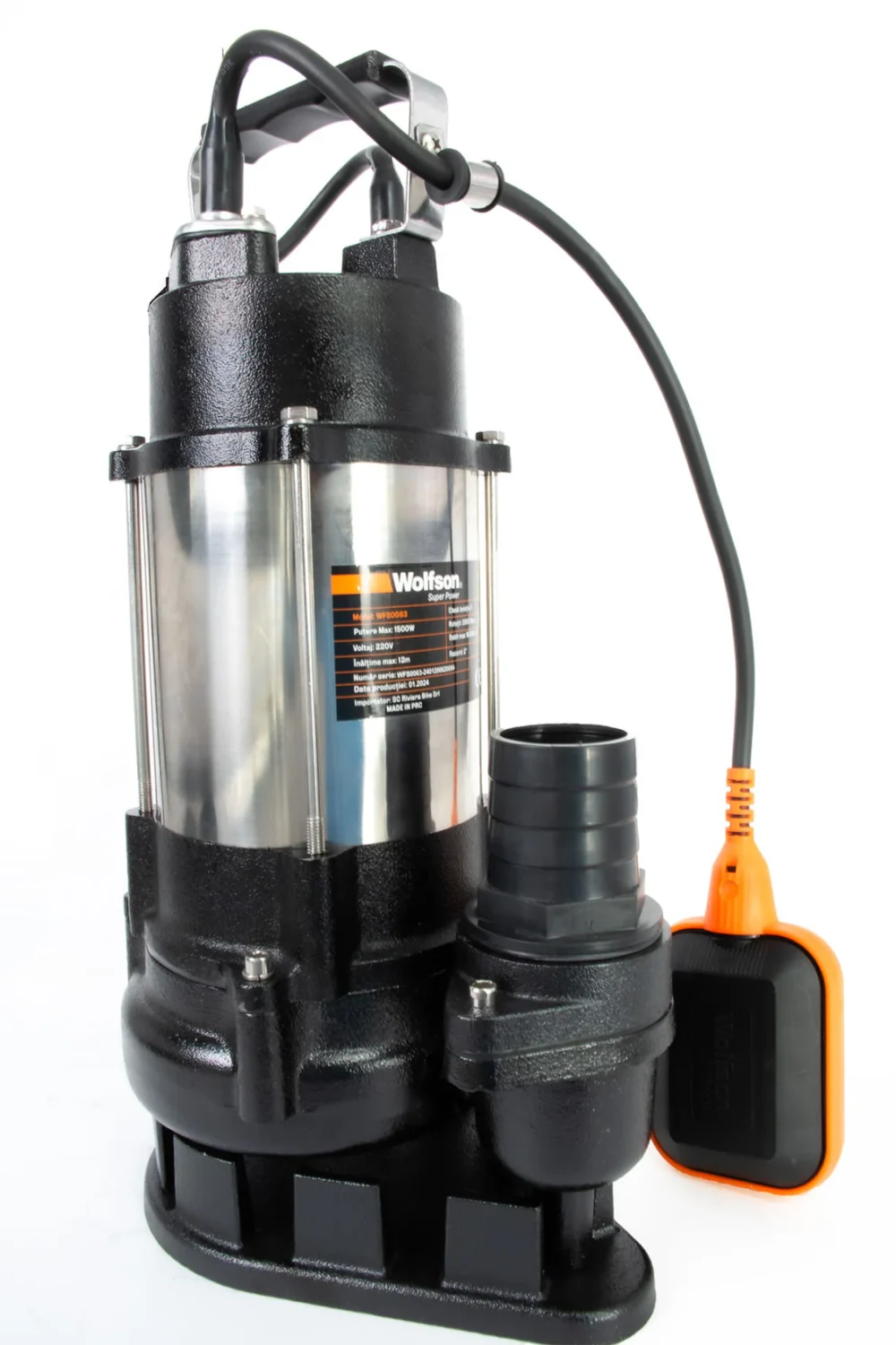 Pompa submersibila de apa murdara WOLFSON DW 7500 F   1500W, Absorbtie 11m, Debit 10000 lh, Diametru refulare 2 inch (1)