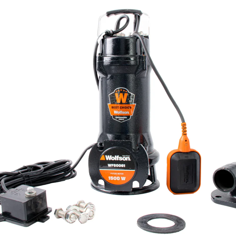 Pompa submersibila de apa murdara Wolfson PWT 7500 F   1500W, Debit 18000 lh, tocator profesional pentru reziduri grosiere (2)