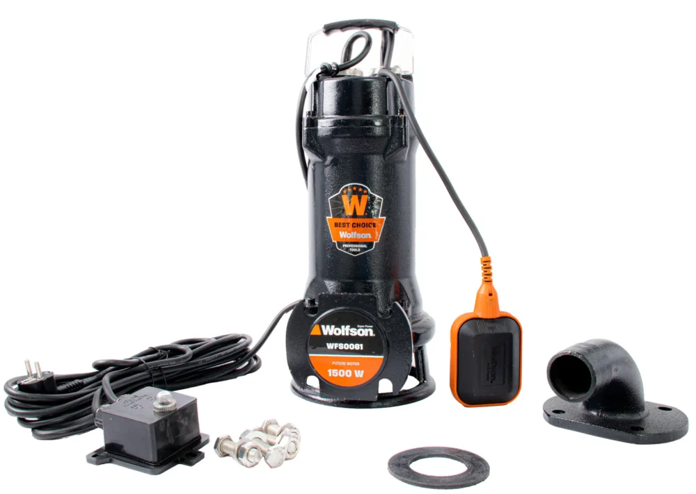 Pompa submersibila de apa murdara Wolfson PWT 7500 F   1500W, Debit 18000 lh, tocator profesional pentru reziduri grosiere (2)