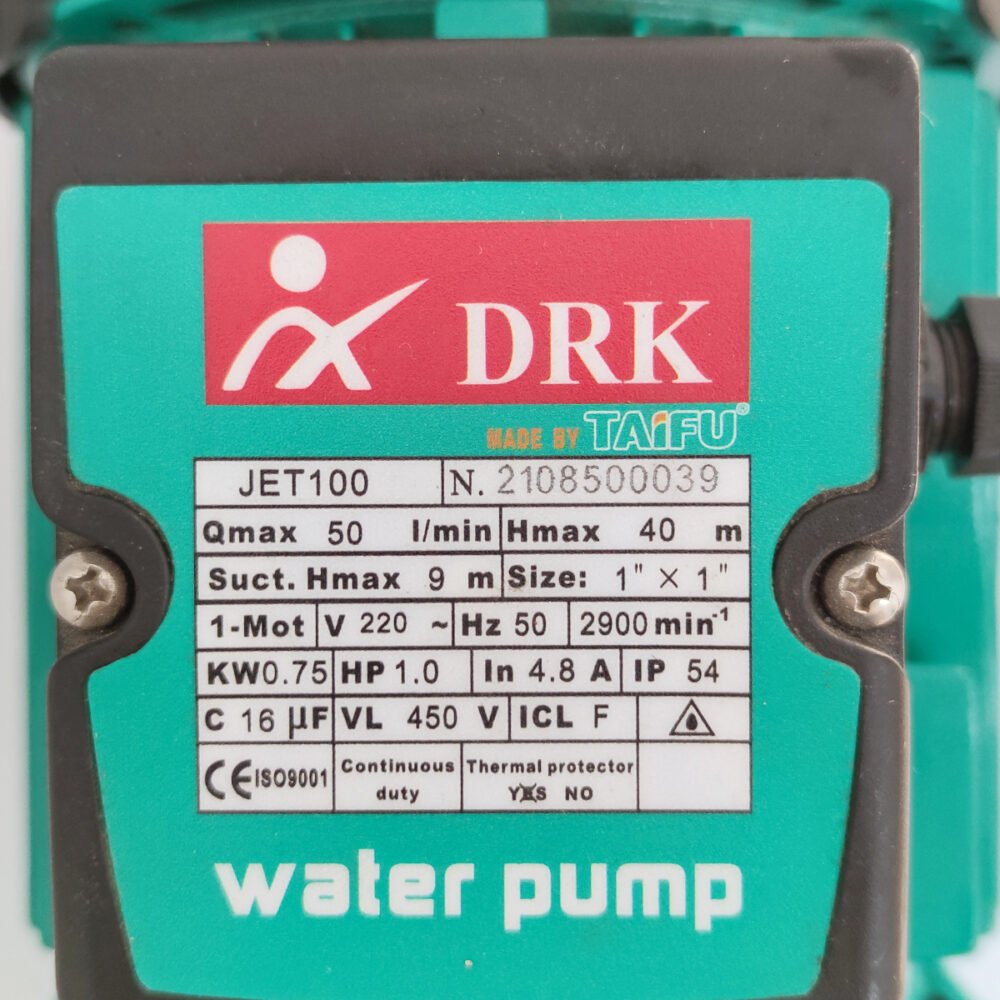 pompa de apa de suprafata din fonta drk jet100 750w debit max 5000 lh 2