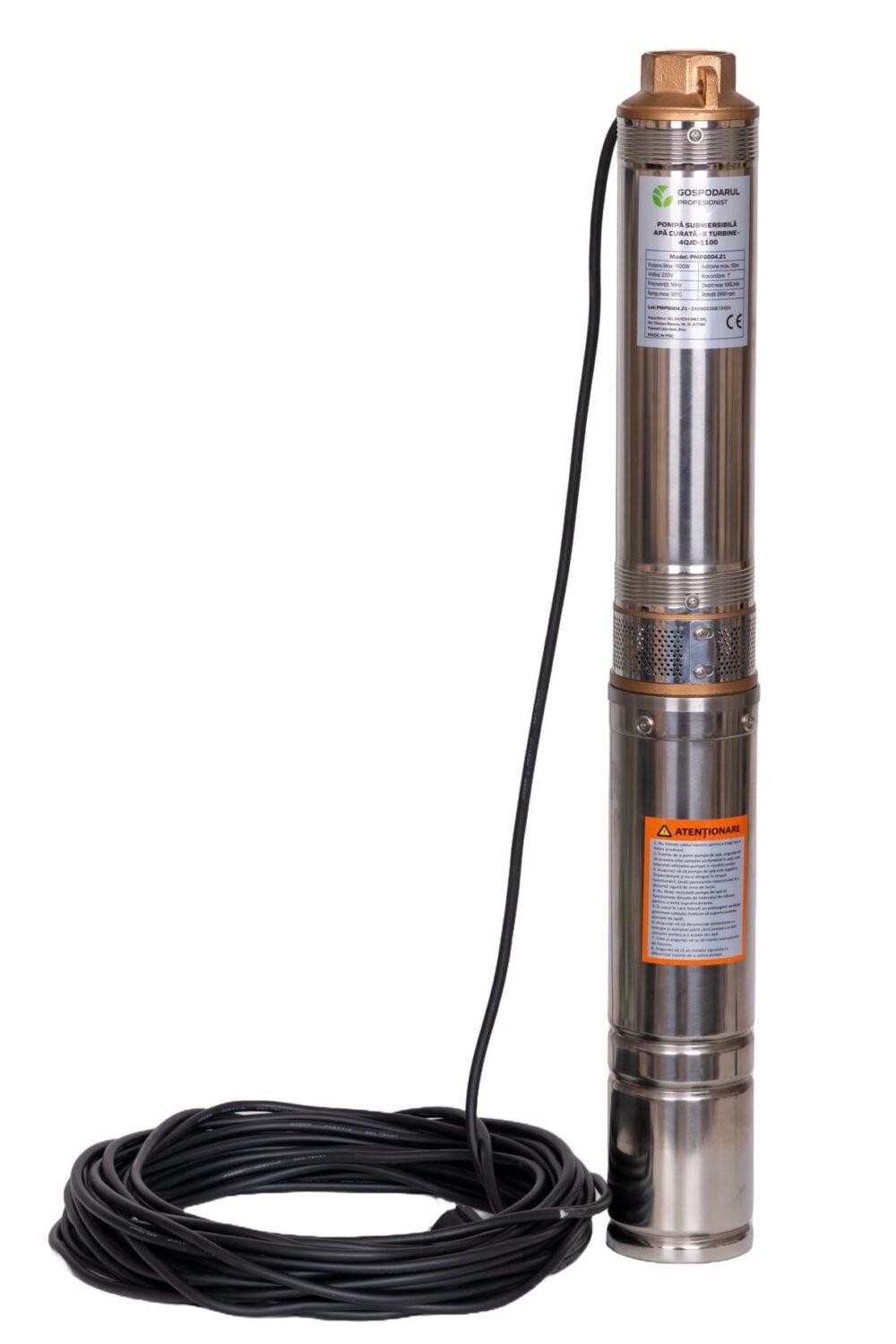 pompa submersibila apa curata gospodarul profesionist 4qjd 1100 1100w 8 turbine debit 6000 lh 1