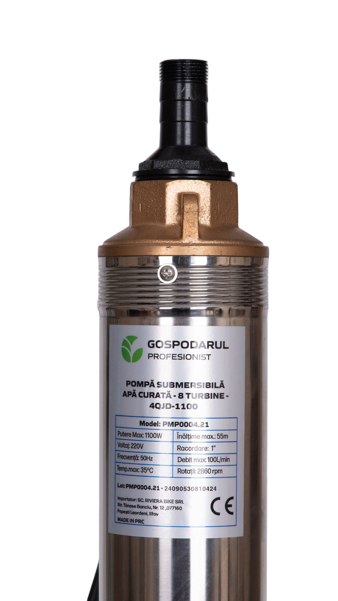 pompa submersibila apa curata gospodarul profesionist 4qjd 1100 1100w 8 turbine debit 6000 lh 3