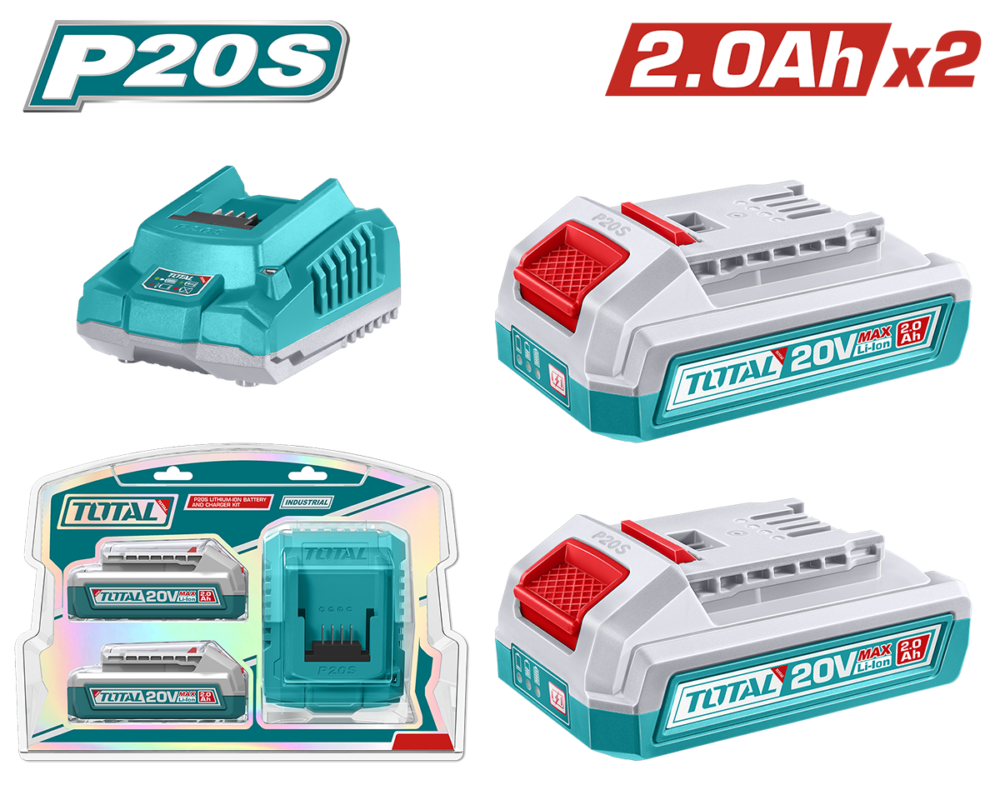 acumulator li ion total 20v 2ah pentru unelte total p20s incarcator 2