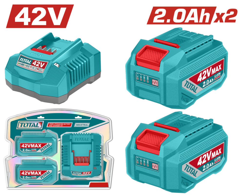 acumulator li ion total 42v 2ah pentru unelte platforma p42m incarcator 1