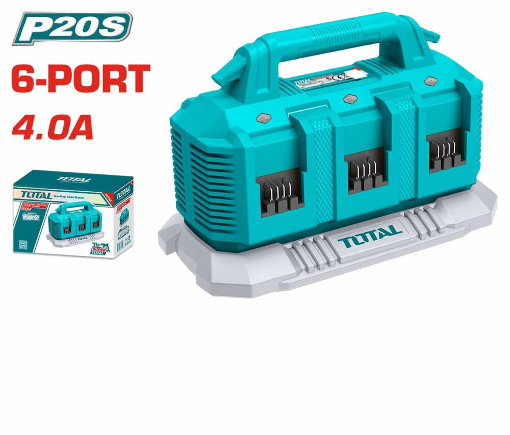 incarcator acumulator total 20v 4a pentru baterii li ion cu 6 porturi de incarcare secventiala 1