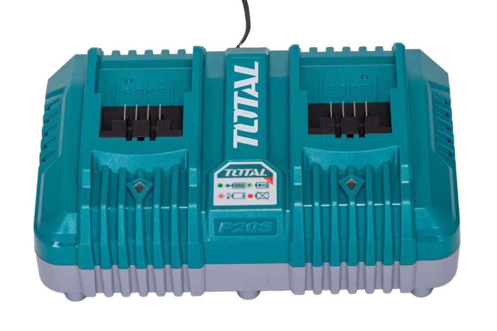 incarcator rapid acumulatori total 20v 4a pentru unelte si scule electrice incarcare simultana 2 baterii 2