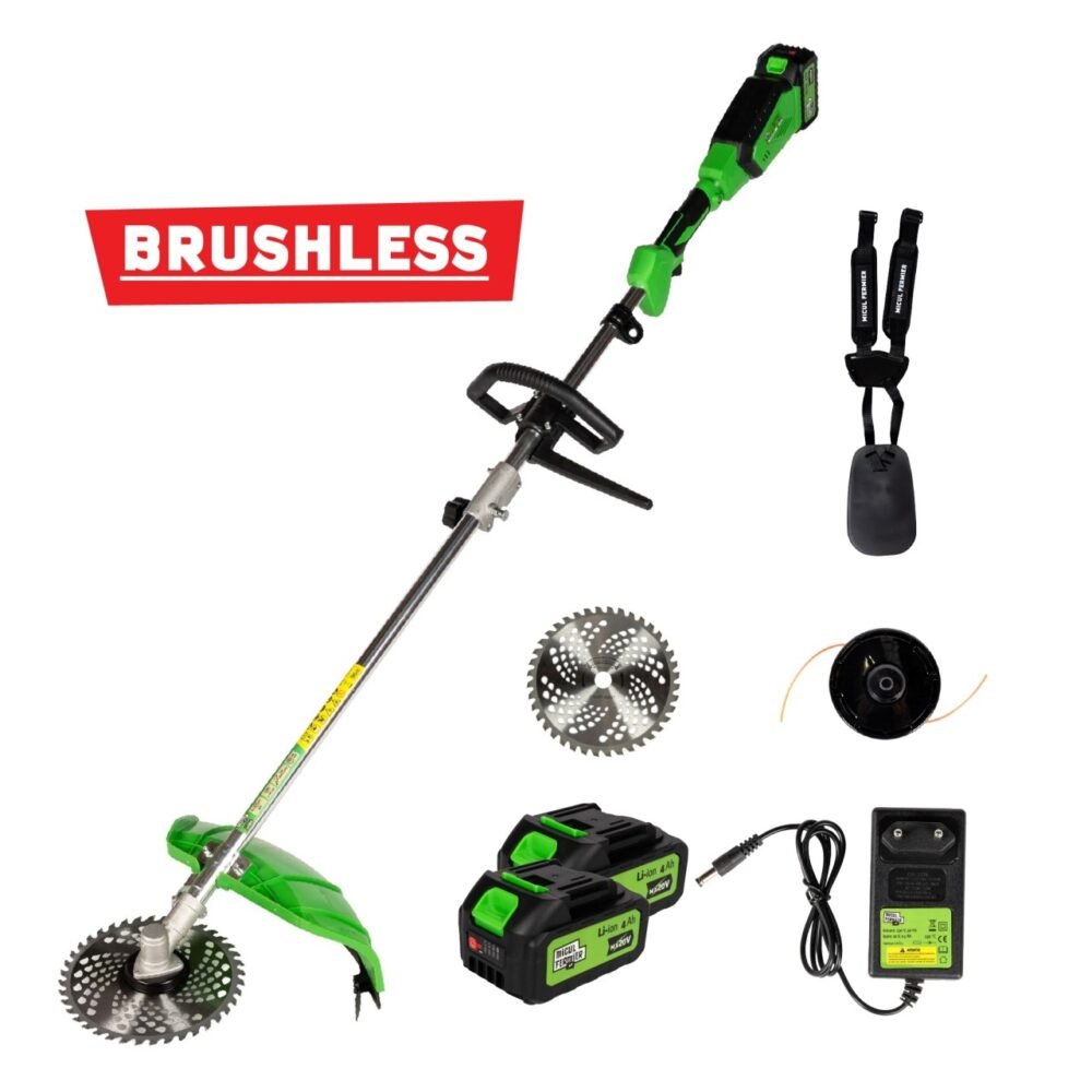 motocoasa trimmer electrica micul fermier 20v 2 acumulatori 4ah maner simplu motor fara perii 2