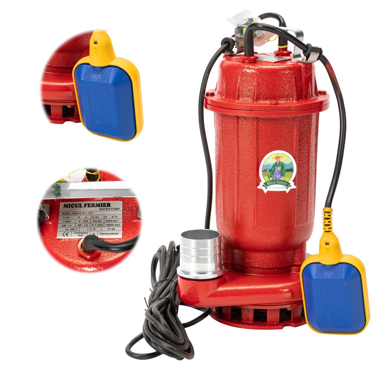 pompa apa murdara micul fermier 11 kw debit maxim 15000 lh inaltime maxima de pompare 15 m corp pompa fonta cu plutitor 5