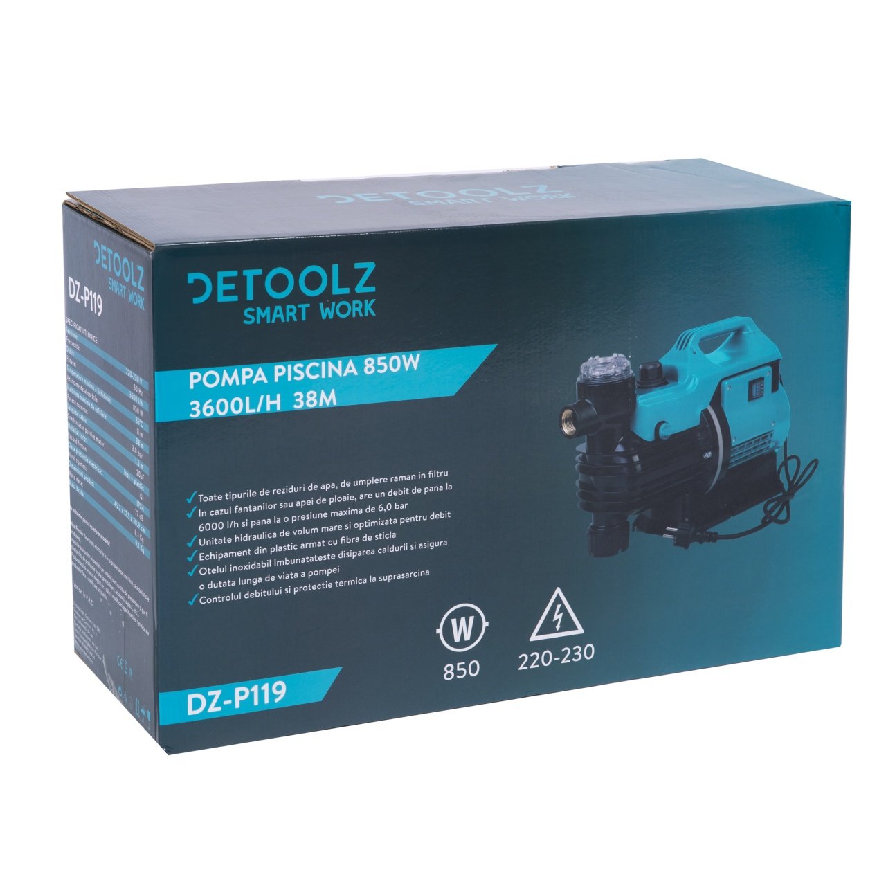 pompa apa recirculare iaz piscina subsol inundat cu filtru incorporat 850w 3600lora 38m 5