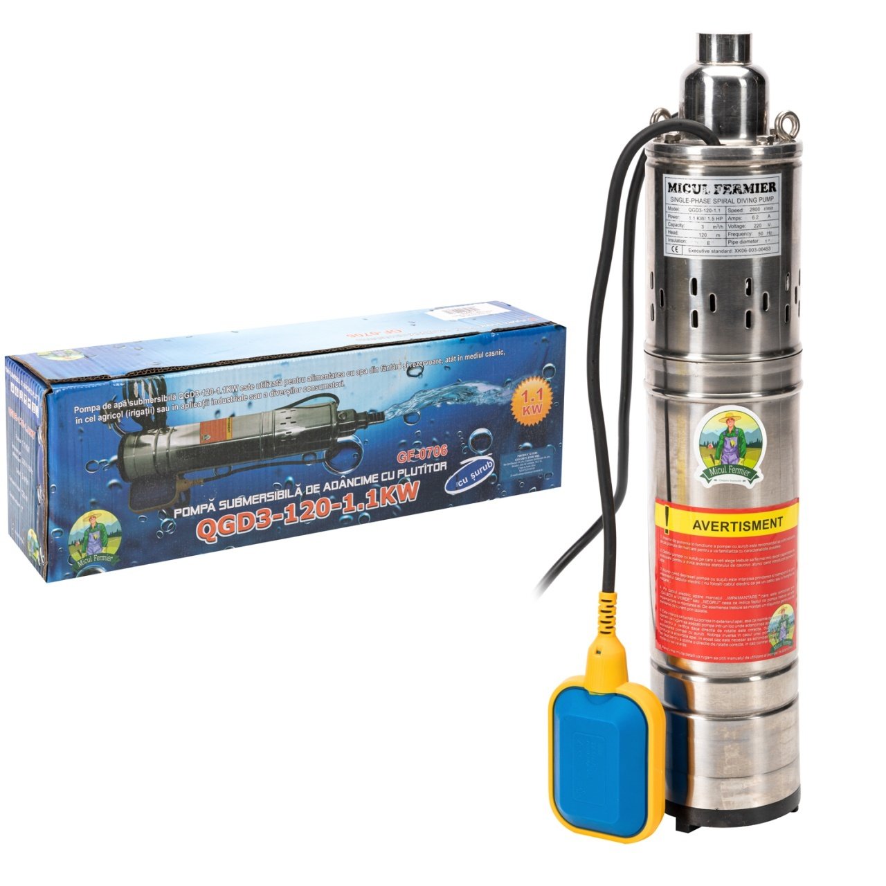 pompa apa submersibila 11kw 120m tun cu plutitor mf 7