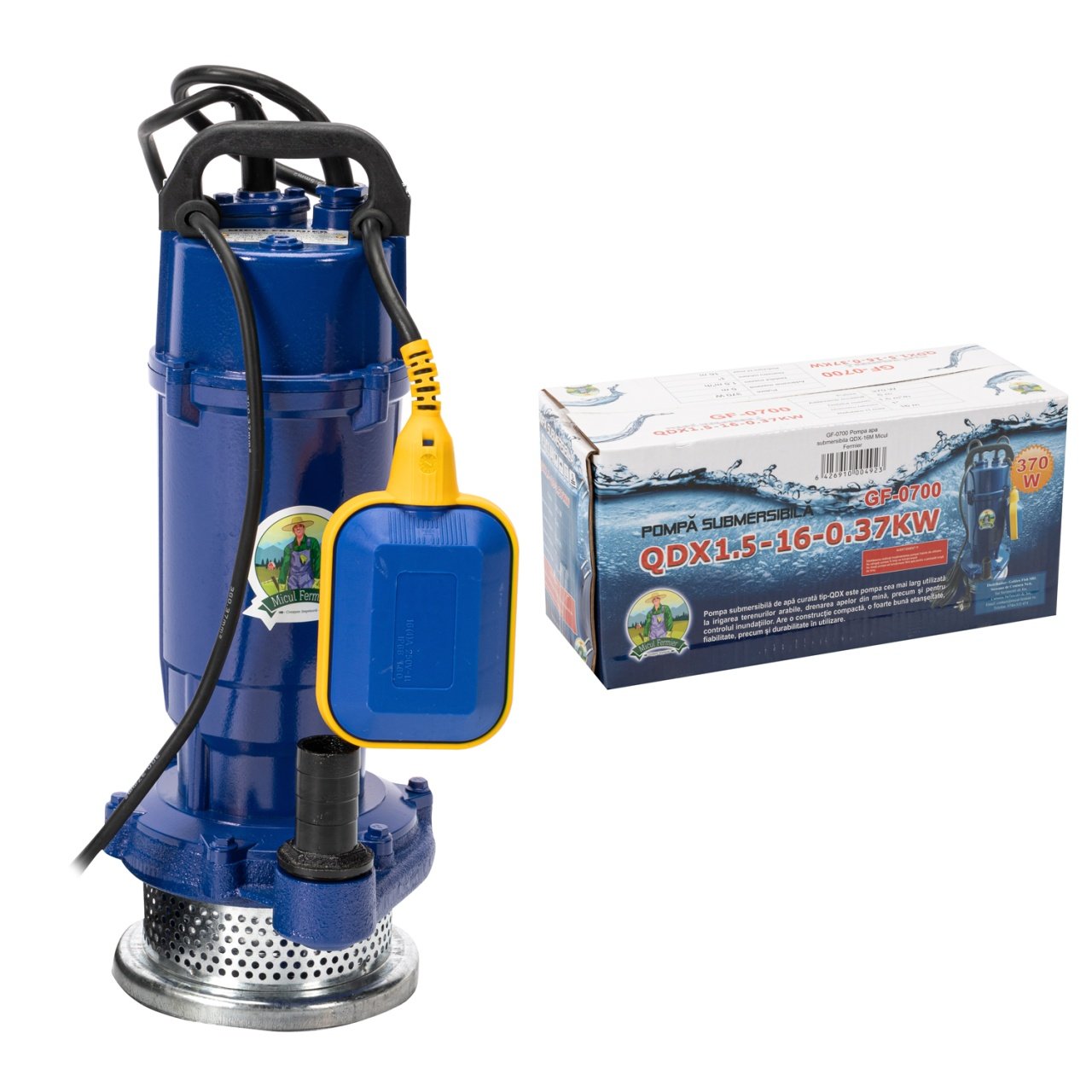 pompa evacuare micul fermier 037 kw debit maxim 3900 lh inaltime maxima de pompare 16m corp pompa fonta cu plutitor 6