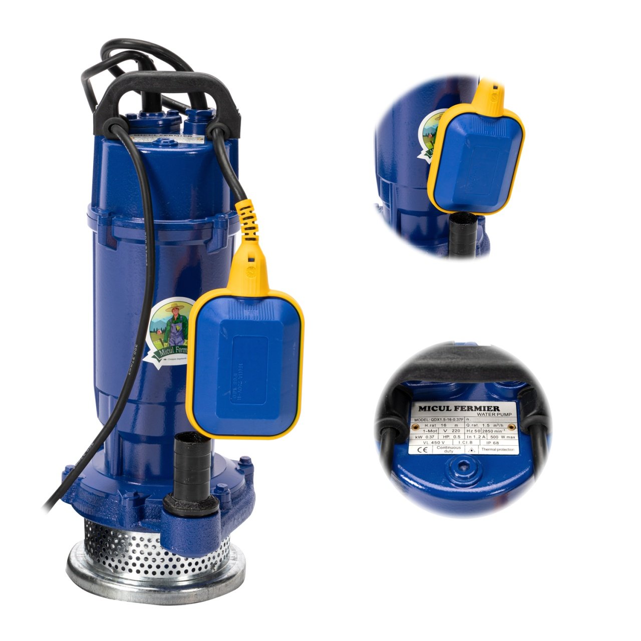 pompa evacuare micul fermier 037 kw debit maxim 3900 lh inaltime maxima de pompare 16m corp pompa fonta cu plutitor 7