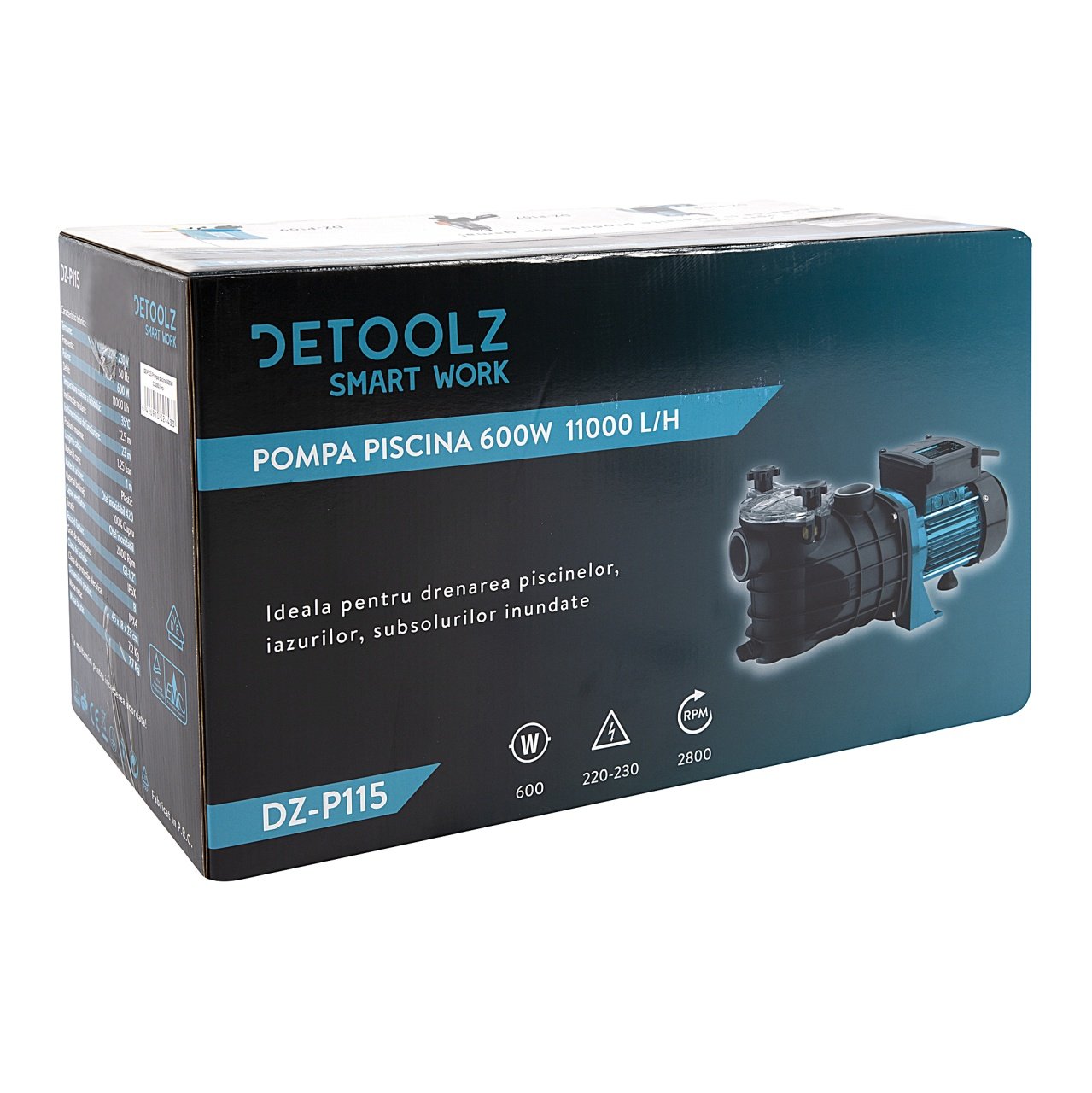 pompa piscina detoolz 060 kw debit maxim 11000 lh inaltime maxima de pompare 125m 3