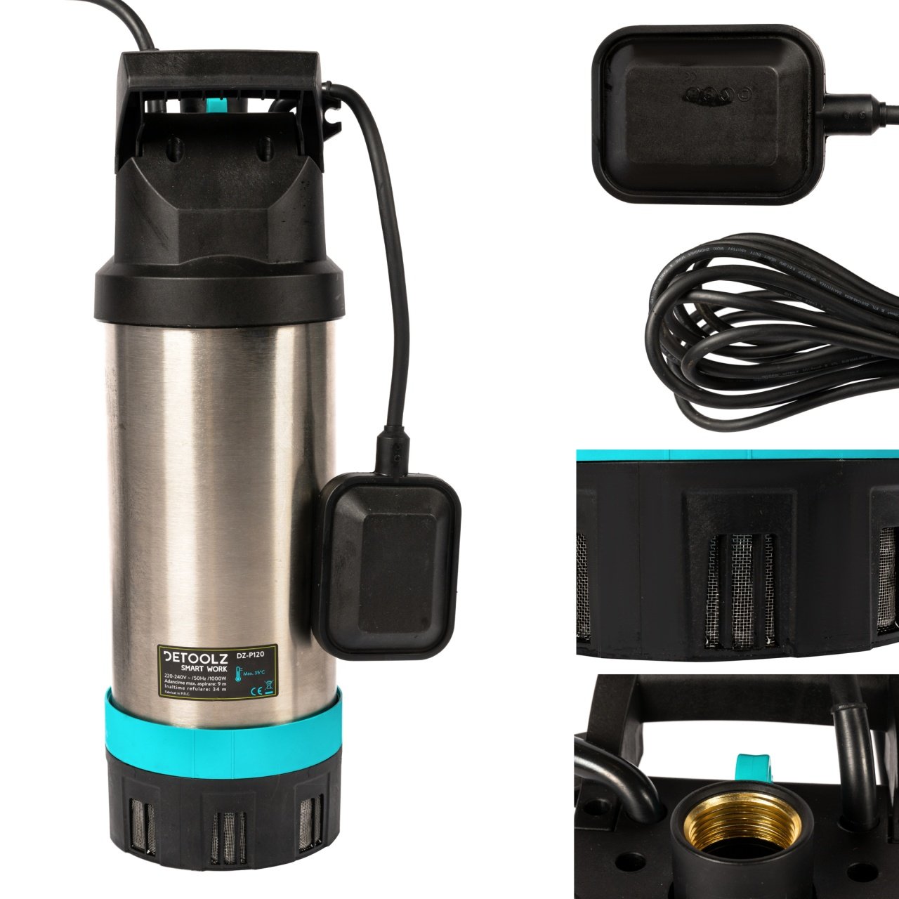 pompa submersibila inox cu plutitor 1000w 6300lh 7