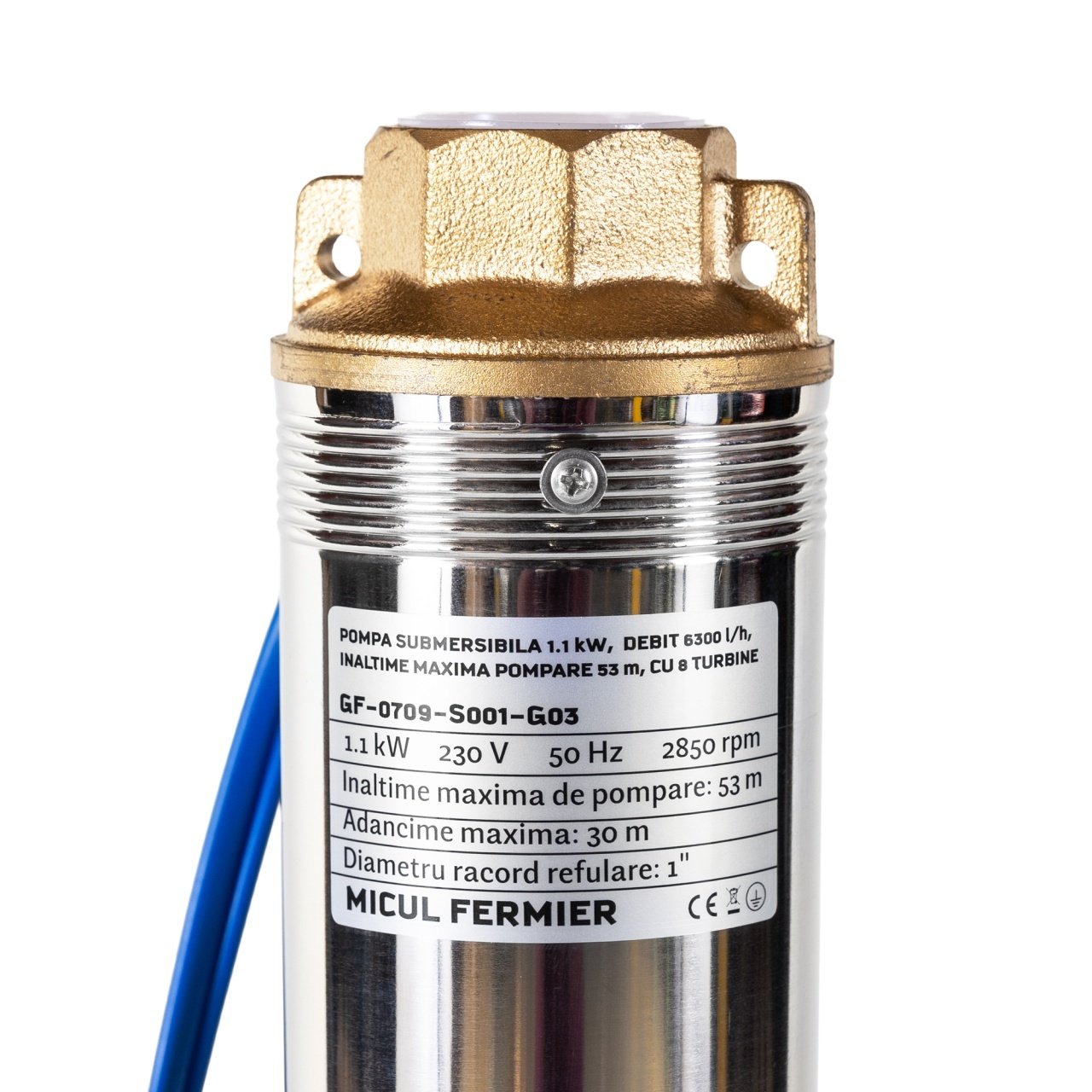 pompa submersibila micul fermier 11 kw debit maxim 6300 lh inaltime maxima de pompare 53m 8 turbine 4