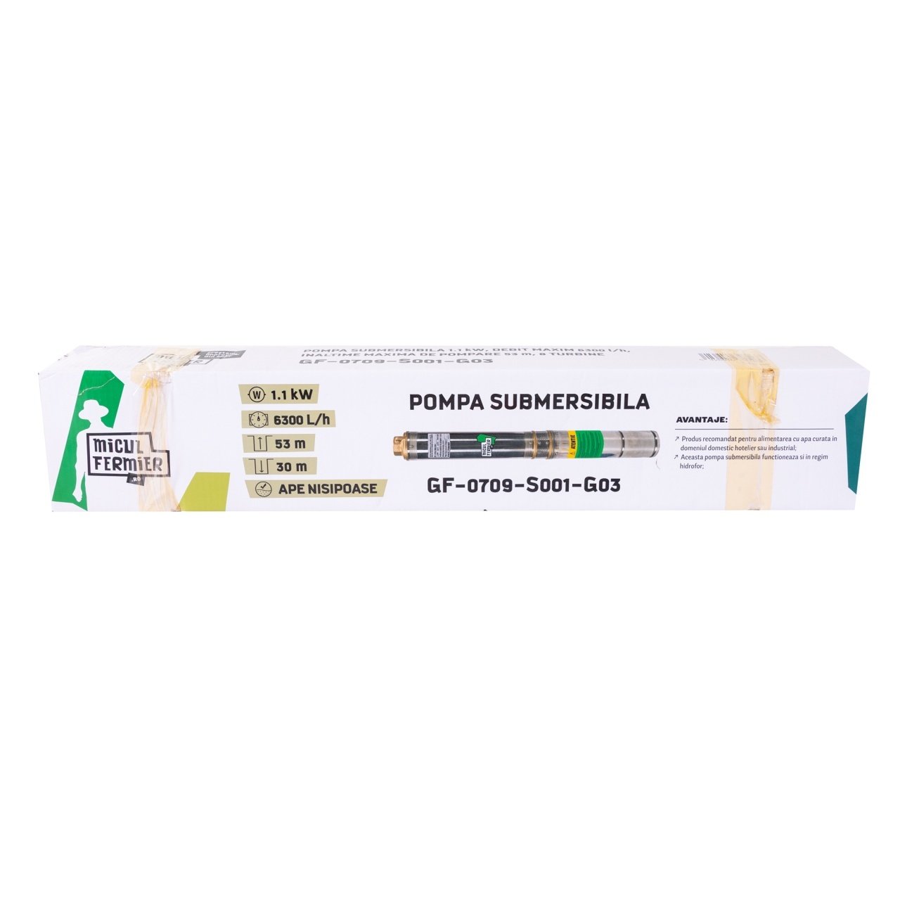 pompa submersibila micul fermier 11 kw debit maxim 6300 lh inaltime maxima de pompare 53m 8 turbine 6