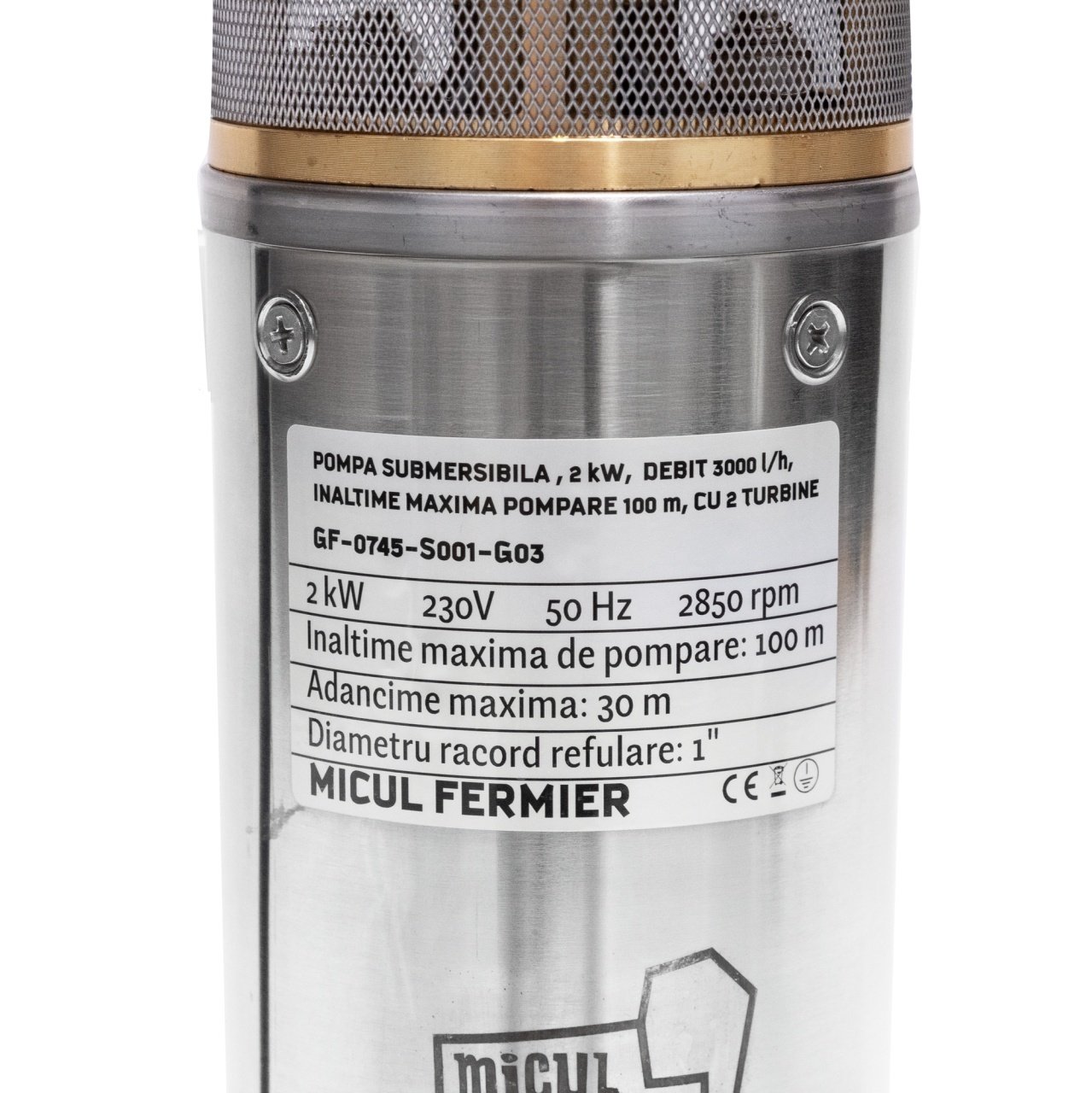 pompa submersibila micul fermier 2 kw debit maxim 3000 lh inaltime maxima de pompare 100m 2 turbine 4