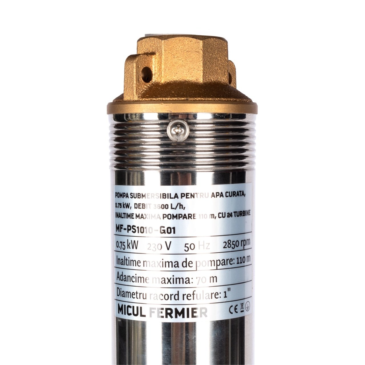 pompa submersibila micul fermier diametru 3 075 kw debit maxim 3600 lh inaltime maxima de pompare 110m 24 turbine 6