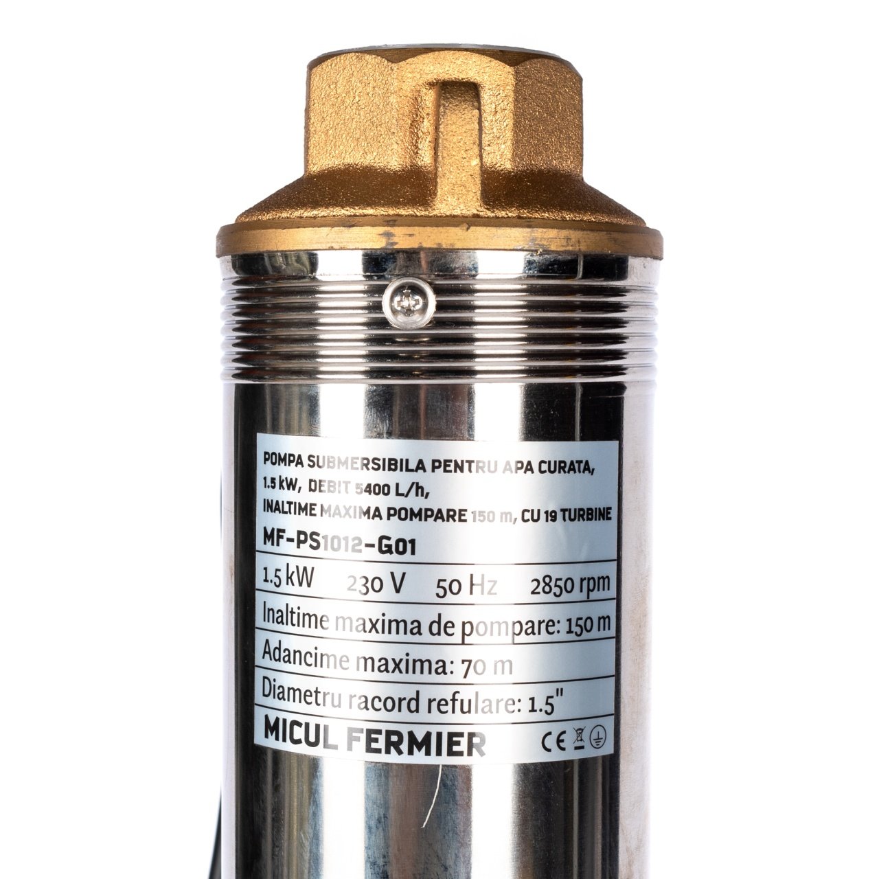 pompa submersibila micul fermier diametru 4 15 kw debit maxim 5400 lh inaltime maxima de pompare 150m 19 turbine 5